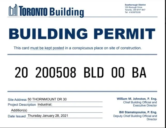 Industrial addition permit — Thornmount Dr, Toronto
